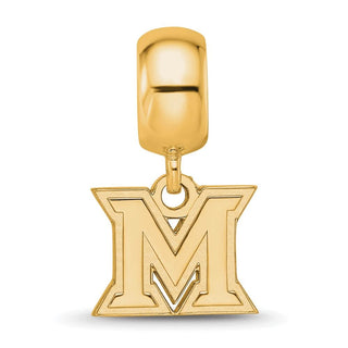 Sterling Silver Gold-plated LogoArt Miami University Ohio Letter M Extra Small Dangle Bead Charm