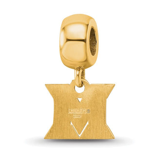 Sterling Silver Gold-plated LogoArt Miami University Ohio Letter M Extra Small Dangle Bead Charm
