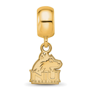 Sterling Silver Gold-plated LogoArt Northern Illinois University N-I-U Huskies Extra Small Dangle Bead Charm