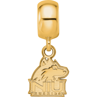 Sterling Silver Gold-plated LogoArt Northern Illinois University N-I-U Huskies Extra Small Dangle Bead Charm