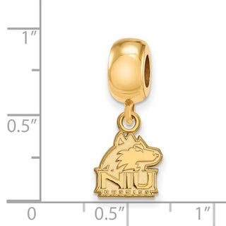 Sterling Silver Gold-plated LogoArt Northern Illinois University N-I-U Huskies Extra Small Dangle Bead Charm