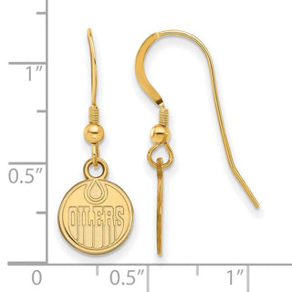 Sterling Silver Gold-plated NHL LogoArt Edmonton Oilers Extra Small Dangle Wire Earrings