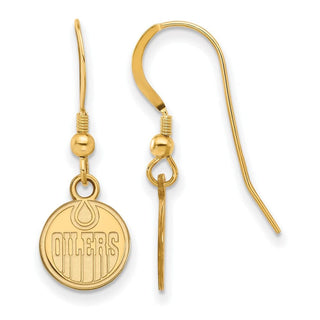 Sterling Silver Gold-plated NHL LogoArt Edmonton Oilers Extra Small Dangle Wire Earrings