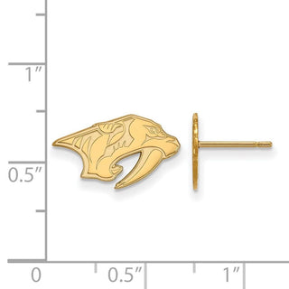 Sterling Silver Gold-plated NHL LogoArt Nashville Predators Extra Small Post Earrings