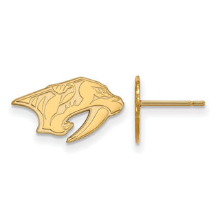 Sterling Silver Gold-plated NHL LogoArt Nashville Predators Extra Small Post Earrings