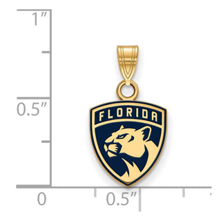 Sterling Silver Gold-plated NHL LogoArt Florida Panthers Small Enameled Pendant