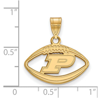 Sterling Silver Gold-plated LogoArt Purdue University Letter P Football Pendant