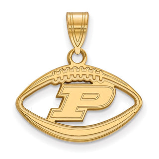 Sterling Silver Gold-plated LogoArt Purdue University Letter P Football Pendant