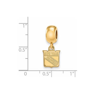 Sterling Silver Gold-plated NHL LogoArt New York Rangers Extra Small Dangle Bead Charm