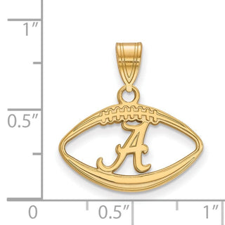 Sterling Silver Gold-plated LogoArt University of Alabama Letter A in Football Pendant