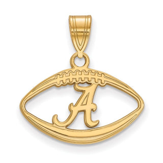 Sterling Silver Gold-plated LogoArt University of Alabama Letter A in Football Pendant
