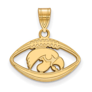 Sterling Silver Gold-plated LogoArt University of Iowa Hawk Football Pendant