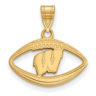 Sterling Silver Gold-plated LogoArt University of Wisconsin Football Pendant