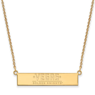 Sterling Silver Gold-plated NHL LogoArt NHL Vegas Golden Knights Small Bar 18 inch Necklace