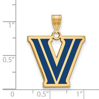 Sterling Silver Gold-plated LogoArt Villanova University Letter V Large Enameled Pendant