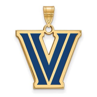Sterling Silver Gold-plated LogoArt Villanova University Letter V Large Enameled Pendant