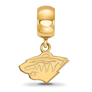 Sterling Silver Gold-plated NHL LogoArt Minnesota Wild Extra Small Dangle Bead