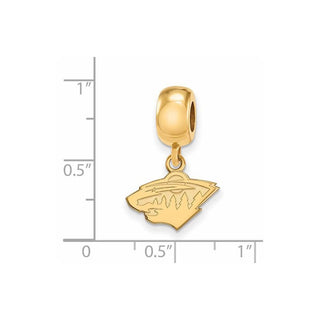 Sterling Silver Gold-plated NHL LogoArt Minnesota Wild Extra Small Dangle Bead