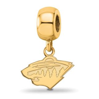 Sterling Silver Gold-plated NHL LogoArt Minnesota Wild Extra Small Dangle Bead