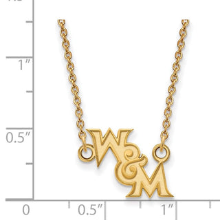Sterling Silver Gold-plated LogoArt College of William and Mary Small Pendant 18 inch Necklace