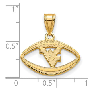 Sterling Silver Gold-plated LogoArt West Virginia University W-V Football Pendant