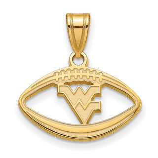 Sterling Silver Gold-plated LogoArt West Virginia University W-V Football Pendant
