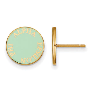 Sterling Silver Gold-plated LogoArt Alpha Epsilon Phi Sorority Text Color Enamel Post Earrings GP019AEP