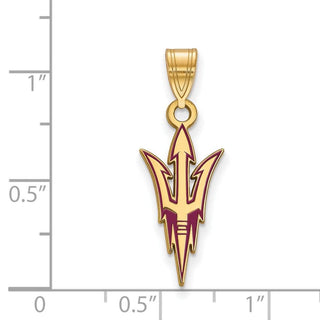 Sterling Silver Gold-plated LogoArt Arizona State University Pitchfork Large Enameled Pendant