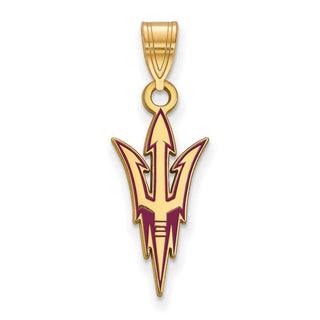 Sterling Silver Gold-plated LogoArt Arizona State University Pitchfork Large Enameled Pendant