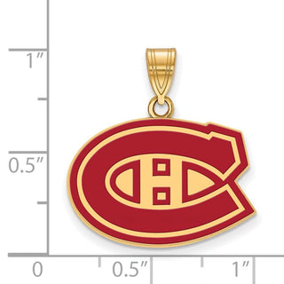 Sterling Silver Gold-plated NHL LogoArt Montreal Canadiens Medium Enameled Pendant