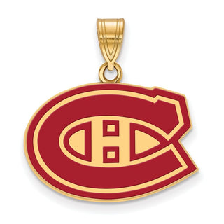 Sterling Silver Gold-plated NHL LogoArt Montreal Canadiens Medium Enameled Pendant
