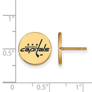 Sterling Silver Gold-plated NHL LogoArt Washington Capitals Small Enameled Disc Post Earrings