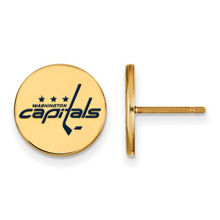 Sterling Silver Gold-plated NHL LogoArt Washington Capitals Small Enameled Disc Post Earrings
