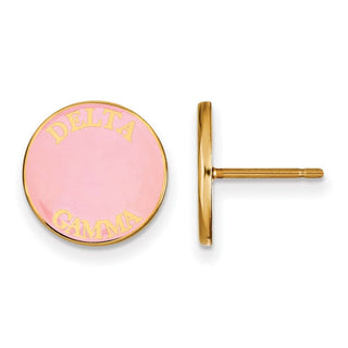 Sterling Silver Gold-plated LogoArt Delta Gamma Sorority Text Color Enamel Post Earrings GP019DG