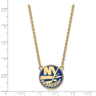Sterling Silver Gold-plated NHL LogoArt New York Islanders Large Enameled Pendant 18 inch Necklace
