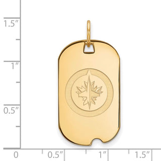 Sterling Silver Gold-plated NHL LogoArt Winnipeg Jets Small Dog Tag Pendant