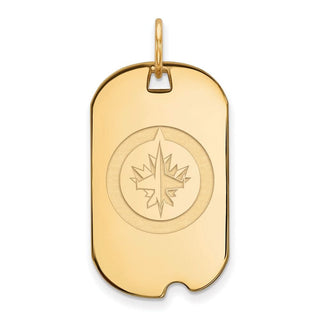 Sterling Silver Gold-plated NHL LogoArt Winnipeg Jets Small Dog Tag Pendant