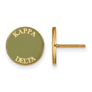 Sterling Silver Gold-plated LogoArt Kappa Delta Sorority Text Color Enamel Post Earrings GP019KD