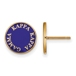 Sterling Silver Gold-plated LogoArt Kappa Kappa Gamma Sorority Text Color Enamel Post Earrings GP019KKG
