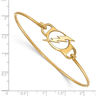 Sterling Silver Gold-plated NHL LogoArt Tampa Bay Lightning Small Center 7 inch Wire Bangle Bracelet