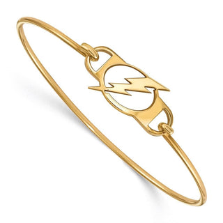 Sterling Silver Gold-plated NHL LogoArt Tampa Bay Lightning Small Center 7 inch Wire Bangle Bracelet