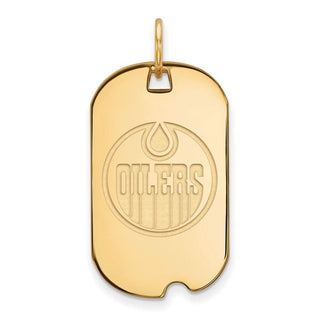 Sterling Silver Gold-plated NHL LogoArt Edmonton Oilers Small Dog Tag Pendant
