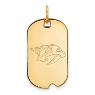 Sterling Silver Gold-plated NHL LogoArt Nashville Predators Small Dog Tag Pendant