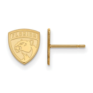 Sterling Silver Gold-plated NHL LogoArt Florida Panthers Extra Small Post Earrings