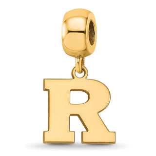 Sterling Silver Gold-plated LogoArt Rutgers University Letter R Small Dangle Bead Charm
