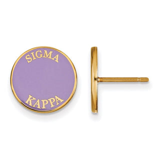 Sterling Silver Gold-plated LogoArt Sigma Kappa Sorority Text Color Enamel Post Earrings GP019SKP