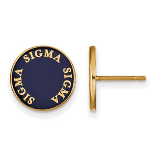 Sterling Silver Gold-plated LogoArt Sigma Sigma Sigma Sorority Text Color Enamel Post Earrings GP019SSS
