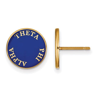 Sterling Silver Gold-plated LogoArt Theta Phi Alpha Sorority Text Color Enamel Post Earrings GP019TPA