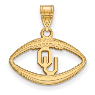 Sterling Silver Gold-plated LogoArt University of Oklahoma O-U Football Pendant