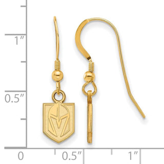 Sterling Silver Gold-plated NHL LogoArt Vegas Golden Knights Extra Small Dangle Wire Earrings